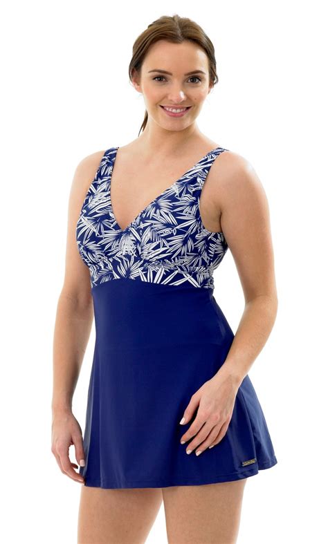Womens Swimdress Swimming Costume With Skirt Tummy Support Control