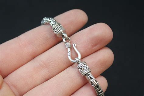 Sterling Silver Mm Balineze Byzantine Link Bracelet With Hook Clasp