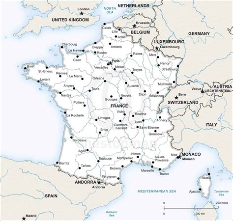 Outline Political Map Of France Bordeaux Outline Map Of France Vector