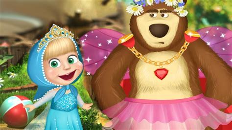 Masha And The Bear Dressing Up Like Disney Princesses Game Маша и Медведь Dress Up Games For