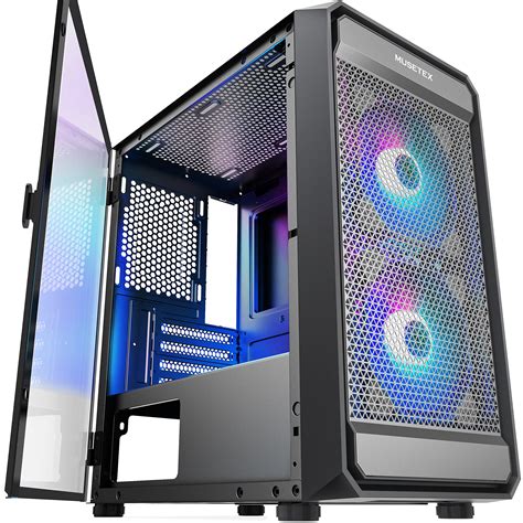 Buy MUSETEX Matx PC Case Computer Case With 2pcs ARGB Fans Computer