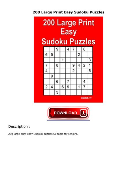 Read Pdf 200 Large Print Easy Sudoku Puzzles Download By Kitrossase