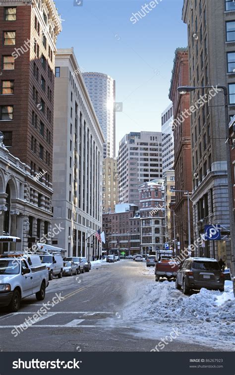 Sunny Winter Scenery In Boston Massachusetts Usa Stock Photo