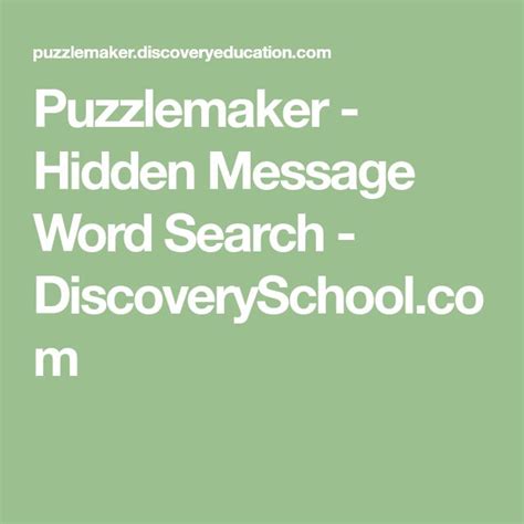 Puzzlemaker Hidden Message Word Search Words