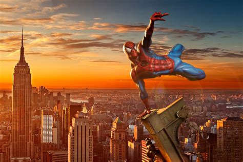 Spiderman Over The City 4k Wallpaper Superheroes Wall
