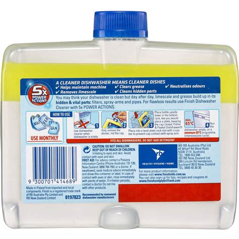 Used on a daily basis, our dishwashers are subjected to a near constant barrage of food, soap, and grease. Finish Dishwasher Cleaner Lemon Sparkle 250ml | Woolworths