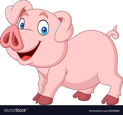 Cartoon Happy Pig Cartoon Isolated On White Backgr Vector Image On