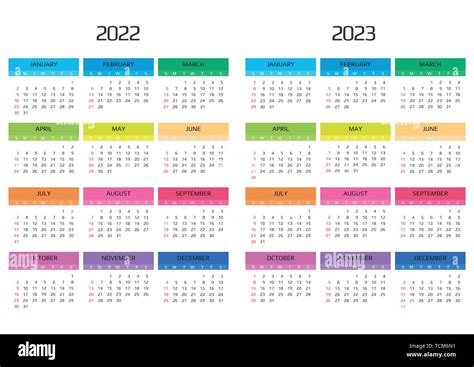 Calendario 2022 E 2023 Modello Dodici Mesi Includono Levento Di