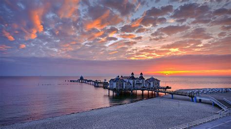 Dock Pier Buildings Sunset Sunrise Nature Sky Clouds Ocean