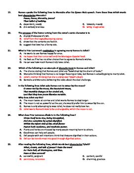 Romeo and Juliet Unit Test - Common Core Aligned by ...