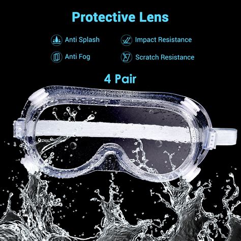 Safety Goggles Over Glasses Lab Work Protective Eyewear Clear Lens 4 Pair Ebay
