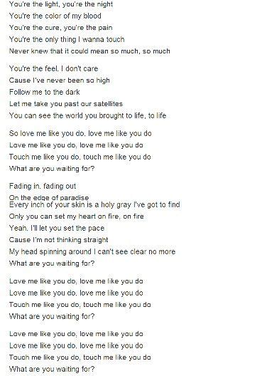 Love Me Like U Do Great Song Lyrics Music Quotes Lyrics Song Quotes