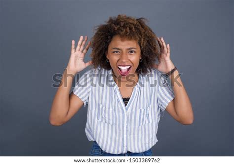 Excited Overjoyed African American Woman Screams Stock Photo Shutterstock