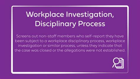 Workplace Investigation Disciplinary Process Staff Selection System 1