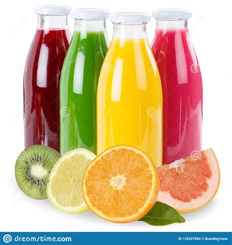 Il Succo Di Frutta Fruttifica In Una Bottiglia Isolata Su Bianco Fotografia Stock Immagine Di