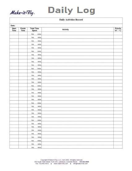 Daily Log Templates 15 Free Printable Word Excel And Pdf Formats