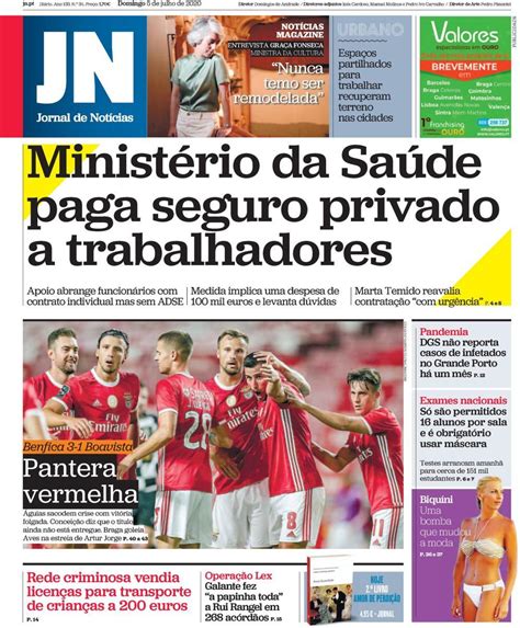 Capa Jornal De Notícias 5 Julho 2020 Capasjornaispt