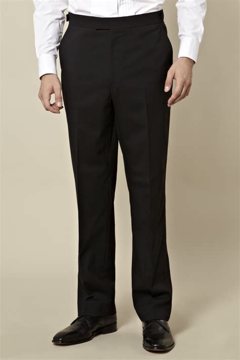 Moss Bros Regular Fit Flat Front Dinner Suit Trouser Black