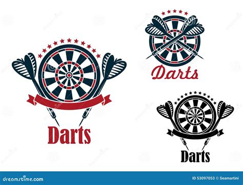 Darts Sport Game Emblems And Symbols Stock Vector Image 53097053