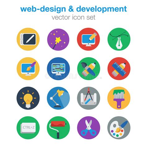 Flat Web Design Development Icons Stock Illustrations 48776 Flat Web
