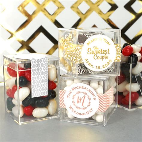 Clear Favor Box With Metallic Personalized Label Clear Etsy