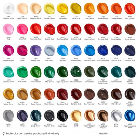Acrylic Paint Colors List Ubicaciondepersonascdmxgobmx