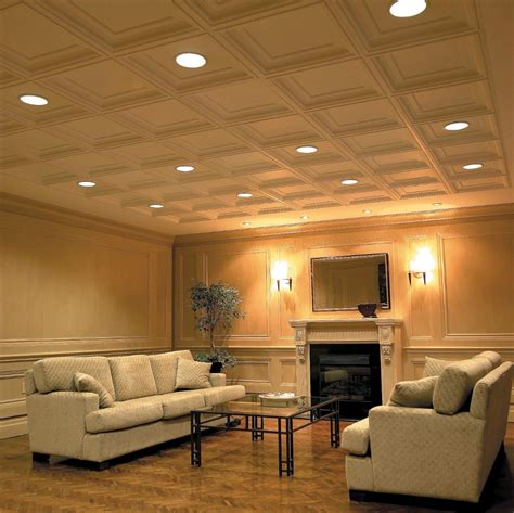 CGC Elegance Coffered Sculpted Ceiling Panels Drop Ceiling Basement Basement Ceiling Options