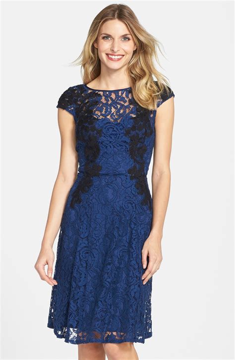 Adrianna Papell Floral Appliqué Lace Fit And Flare Dress Nordstrom