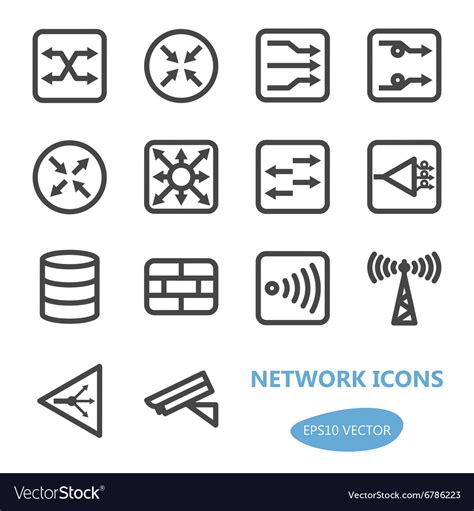 Network Devices Icon Set Royalty Free Vector Image