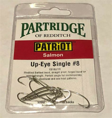 Partridge Patriot CS16U 1S Salmon Up Eye Single Fly Hooks Silver Fly