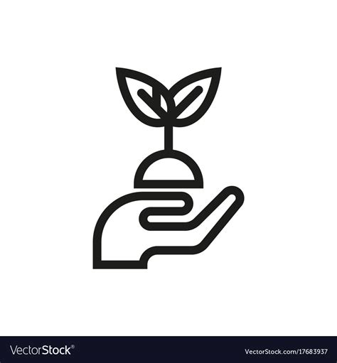 Hands Holding Plant Icon On White Background Vector Image