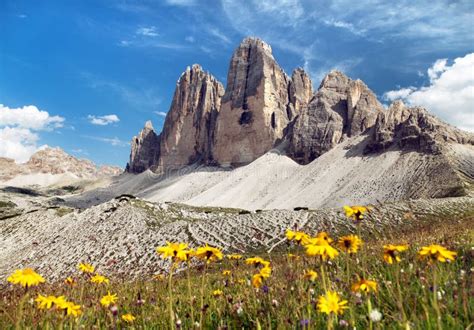 Drei Zinnen Oder Tre Cime Di Lavaredo Italienische Alpen Stockfoto