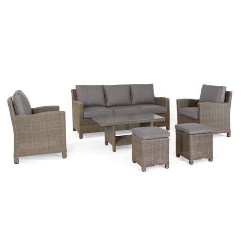 Kettler Palma 3 Seat Sofa With 2 Armchairs And Coffee Table Rattan