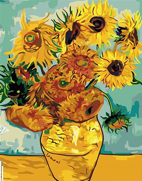 The Sunflower Paint By Number Kit Flowers Painting By Number Etsy