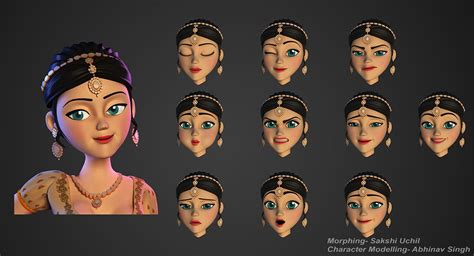 Indian Bride Morphing Expressions 3d Character Girl Woman Face 3d