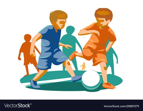 Little Kids Playing Football Royalty Free Vector Image