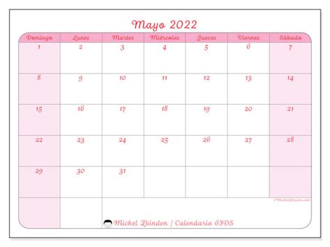 Calendario “63ds” Mayo De 2022 Para Imprimir Michel Zbinden Es