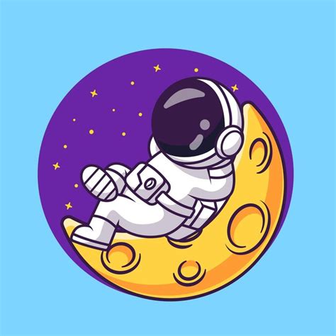 Premium Vector Cute Astronaut Sleeping On Moon Cartoon Vector Icon