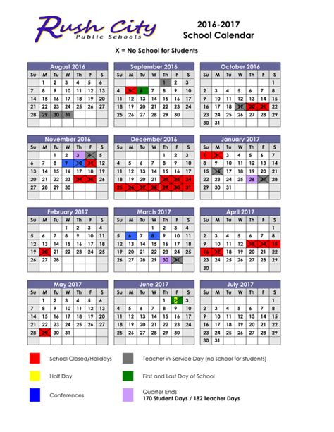 School Calendar Rush City School District 139