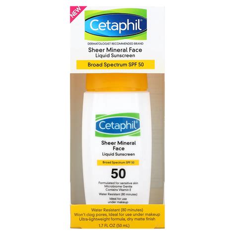 Cetaphil Sheer Mineral Face Liquid Sunscreen Spf 50 17 Fl Oz 50 Ml