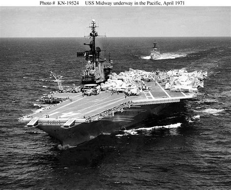Uss Midway Cv 41 Underway In The Pacific April 1971 Aircraft