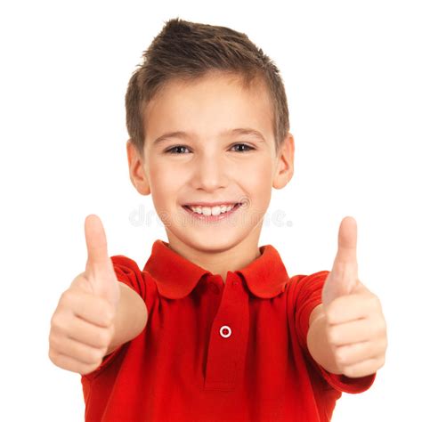 Portrait Of Cheerful Boy Showing Thumbs Up Gesture Royalty Free Stock