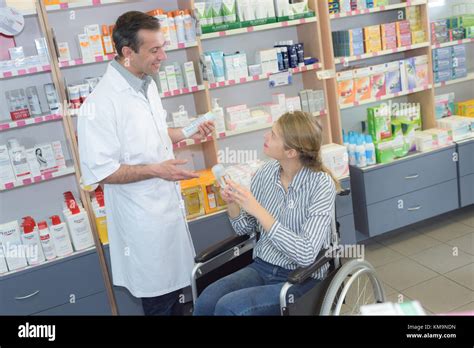 Disabled Woman At The Pharmacy Stock Photo Alamy