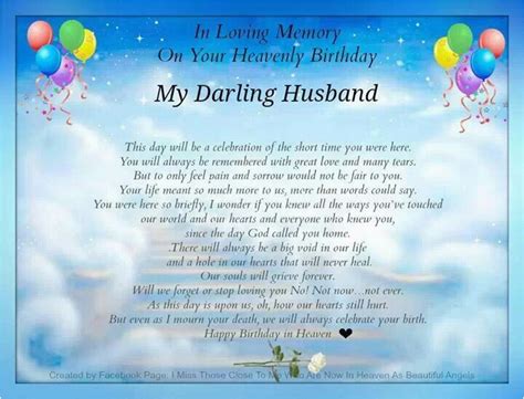 Happy Birthday Quotes For Deceased Husband Husband On His Birthday