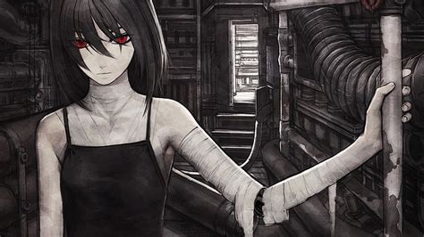2560x800px free download hd wallpaper anime original bandage cyborg girl pipe red