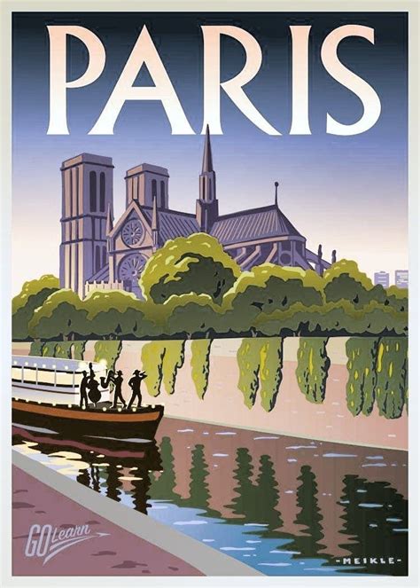 Paris France Tourism Poster Retro Travel Poster Vintage Travel