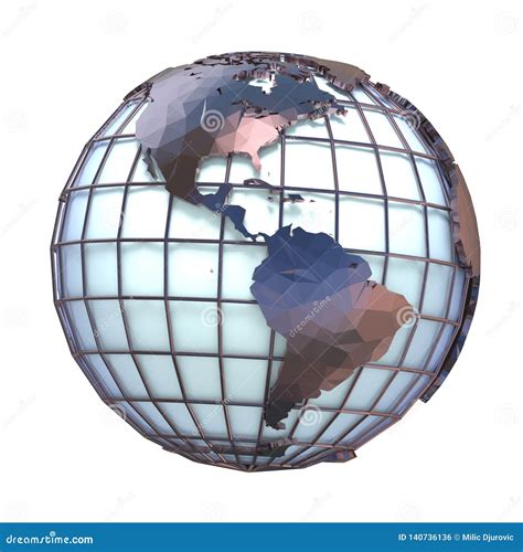 Polygonal Style Illustration Of Earth Globe America View 3d Stock