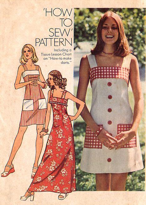 70s Retro Sundress Simplicity 6327 Short Maxi Length How To Sew Vintage Sewing Pattern