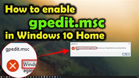 How To Enable GPEDIT MSC In Windows 10 Home Fix Error Windows Cannot