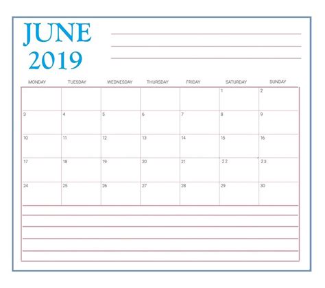 Printable June 2019 Desk Template Desk Calendar Template Desk